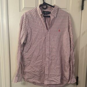 Ralph Lauren Men's Orange and Blue Plaid Shirt